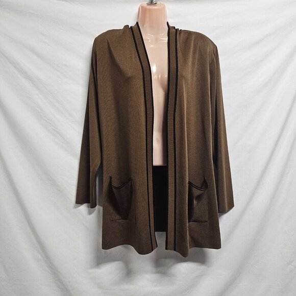 Exclusively Misook Women Open Knit Tailored Jacket Size 2X Brown - Picture 2 of 12